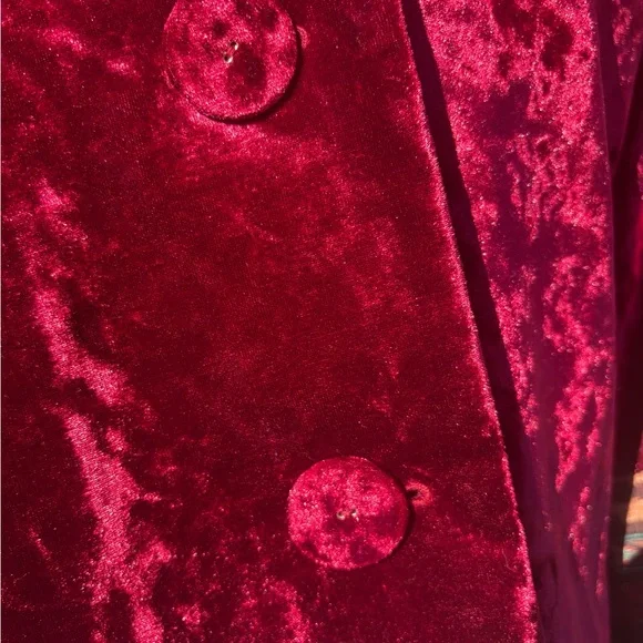 European Style Red Velvet Jacket with Embroidered Cuffs – NWT Sz Lg - Picture 4 of 9